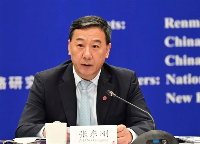 中國人民大學(xué)黨委書記、國家發(fā)展與戰(zhàn)略研究院理事長張東剛作論壇開幕致辭。主辦方供圖