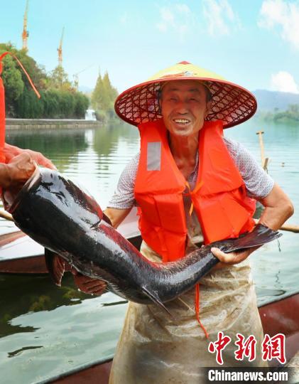 工作人員展示捕撈成果?！≈鬓k方供圖