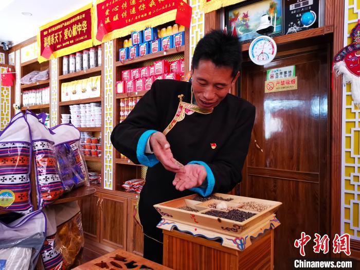 圖為洛桑旦增介紹青稞的功效?！垈?攝